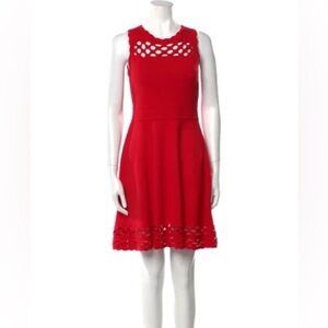Milly chain link sleeveless fit & flare red dress